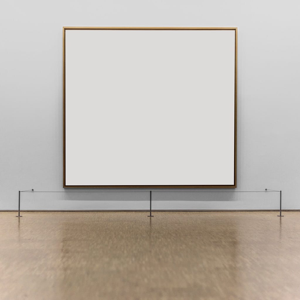 Empty frame on the wall of a museum